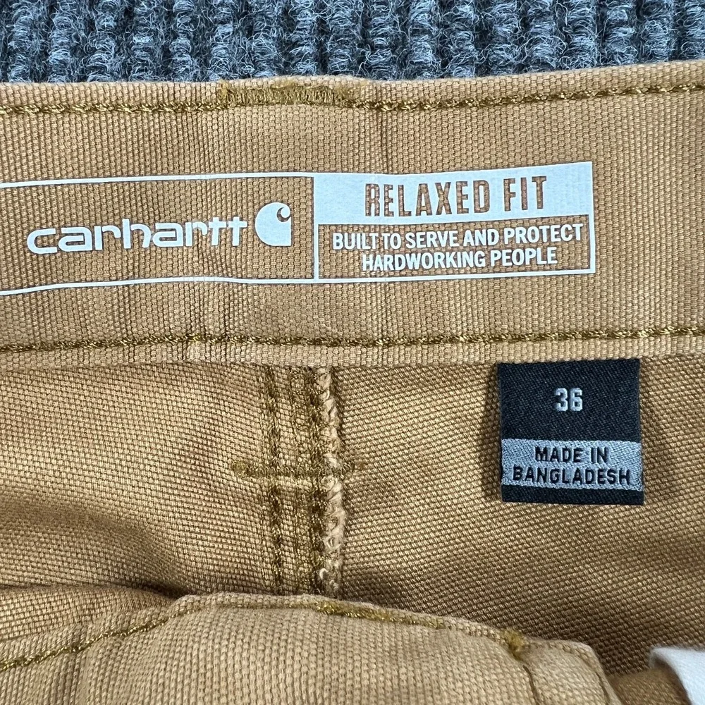 Carhartt Rugged Flex Relaxed Fit Canvas Work Shorts Mens 36 Brown Casual New